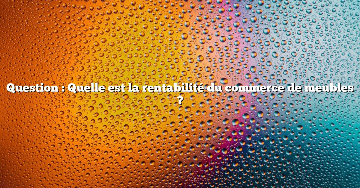 Question : Quelle est la rentabilité du commerce de meubles ?